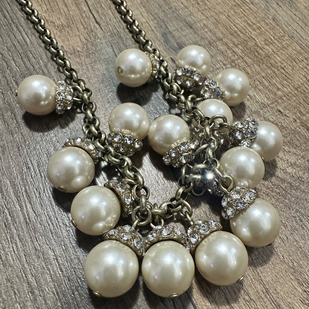 J. Crew Cream and Silver Pearl Necklace